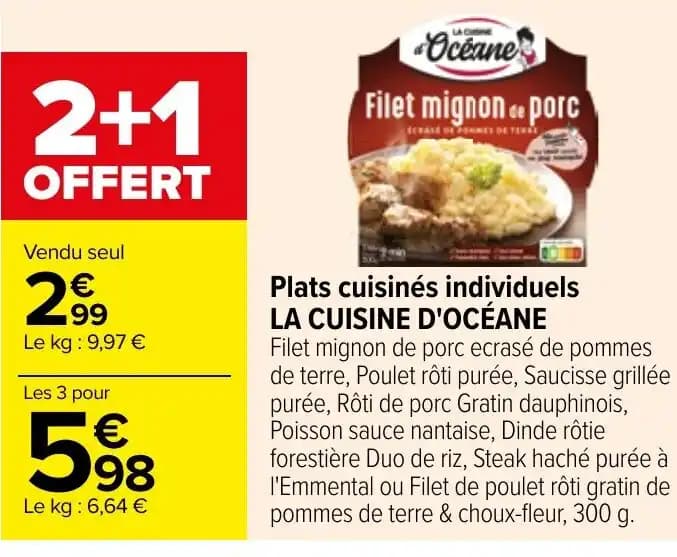 Plats cuisinés individuels LA CUISINE D'OCÉANE