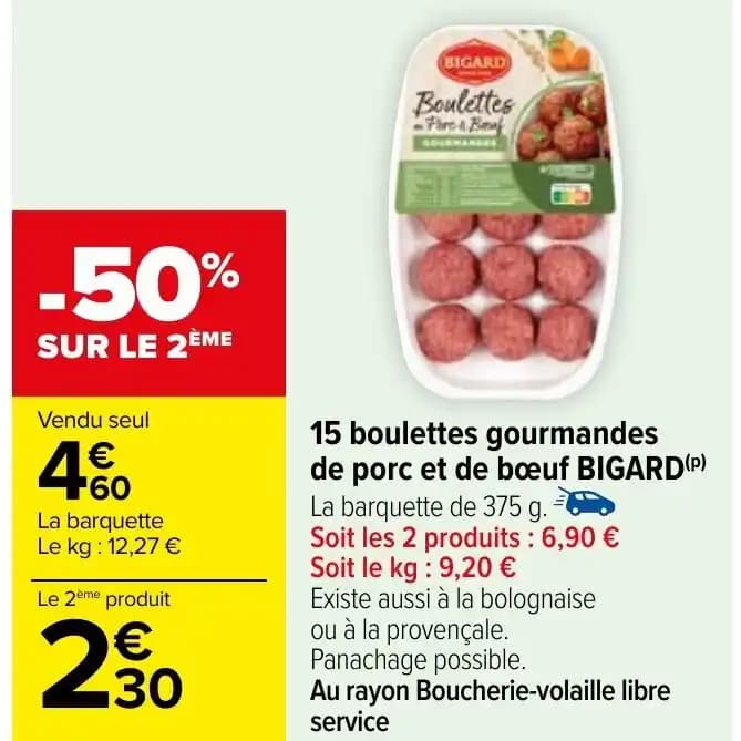 15 boulettes gourmandes de porc et de bœuf BIGARD(P)