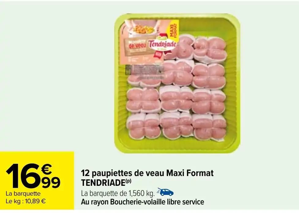 12 paupiettes de veau Maxi Format TENDRIADE(P)