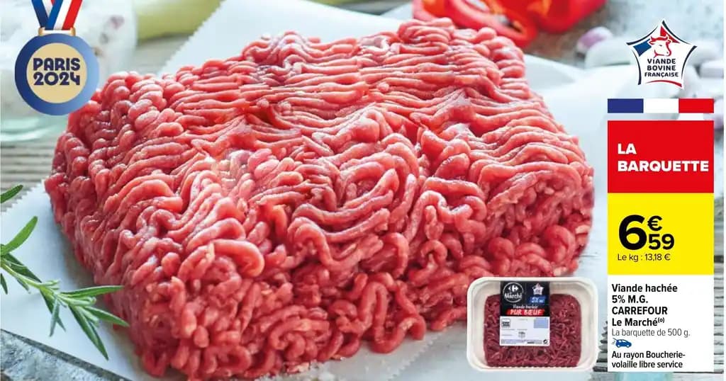 Viande hachée 5% M.G. CARREFOUR