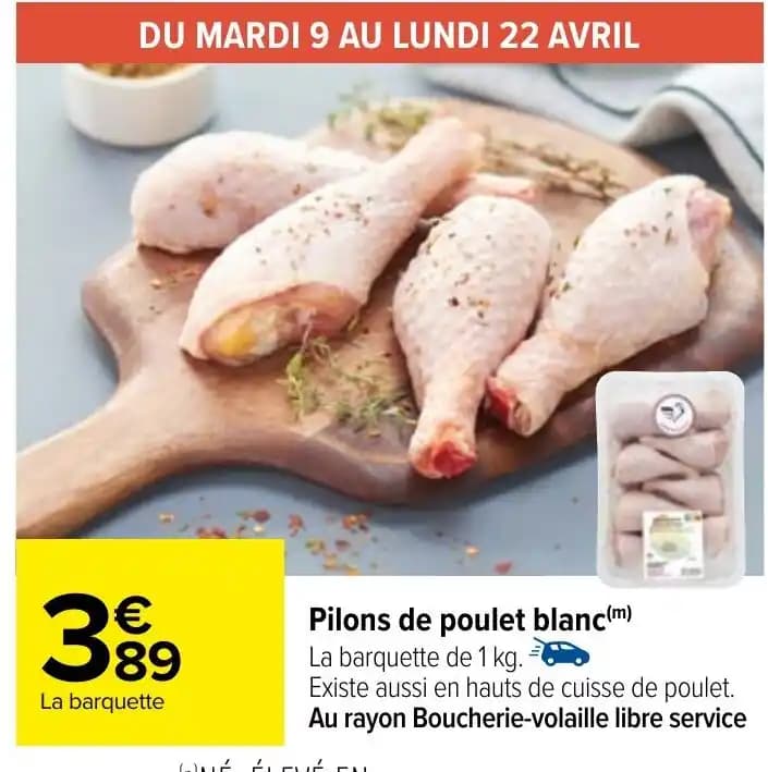 Pilons de poulet blanc(m)