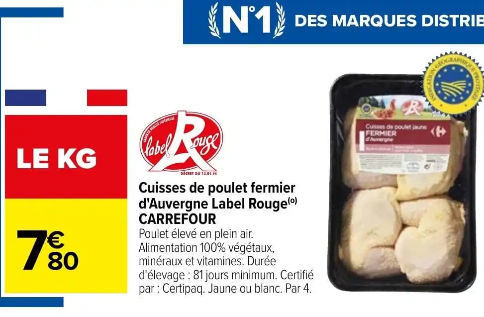 Cuisses de poulet fermier d'Auvergne Label Rouge (0) CARREFOUR
