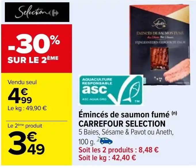 Émincés de saumon fumé (n) CARREFOUR SELECTION