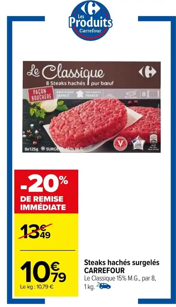 Steaks hachés surgelés CARREFOUR