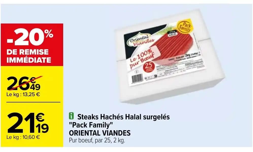 i Steaks Hachés Halal surgelés "Pack Family" ORIENTAL VIANDES