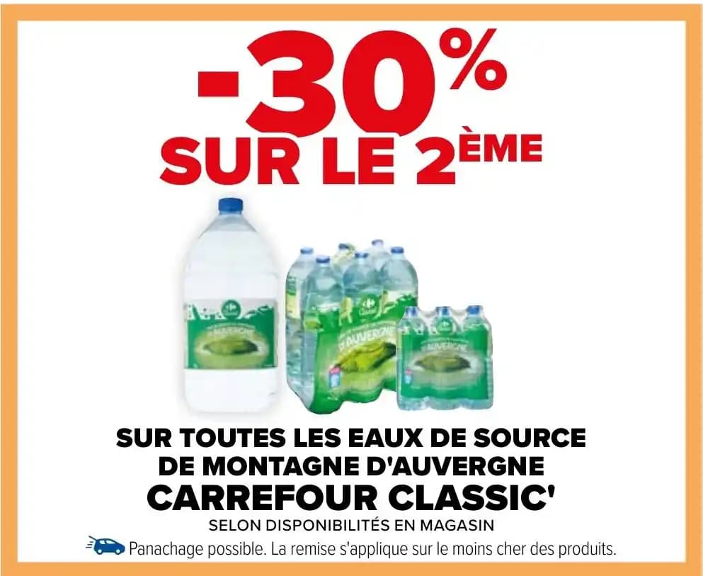 SUR TOUTES LES EAUX DE SOURCE DE MONTAGNE D'AUVERGNE CARREFOUR CLASSIC'