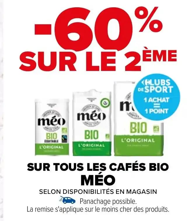 SUR TOUS LES CAFÉS BIO MEO