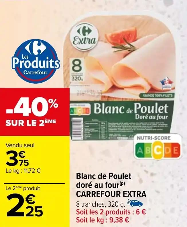 Blanc de Poulet doré au four(P) CARREFOUR EXTRA