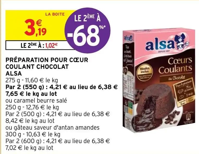 PRÉPARATION POUR CŒUR COULANT CHOCOLAT ALSA