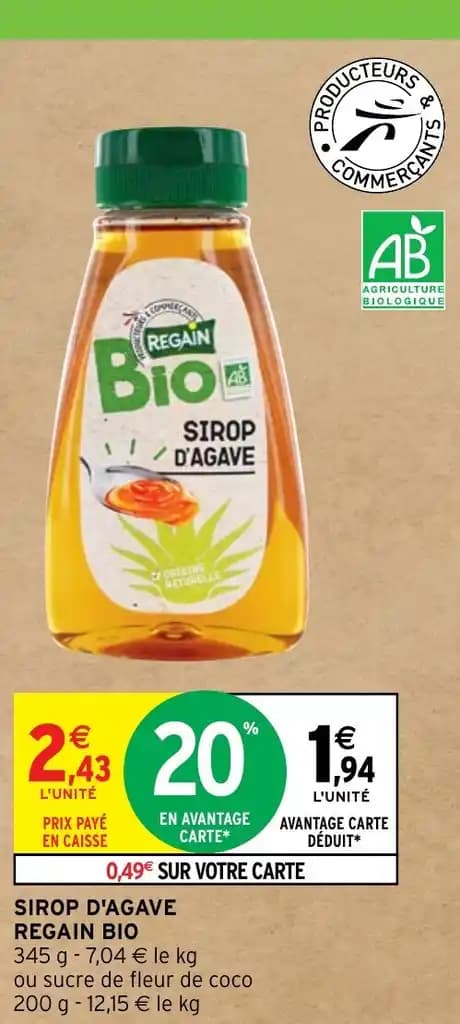 SIROP D'AGAVE REGAIN BIO