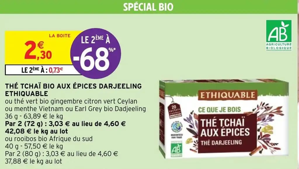 THÉ TCHAÏ BIO AUX ÉPICES DARJEELING ETHIQUABLE