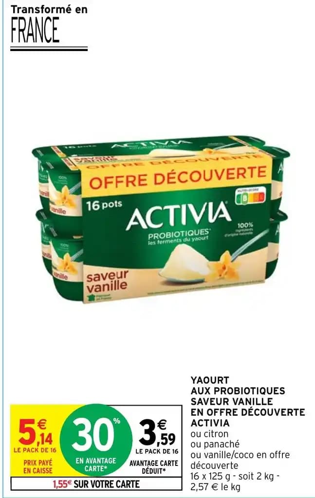 YAOURT AUX PROBIOTIQUES SAVEUR VANILLE EN OFFRE DÉCOUVERTE ACTIVIA
