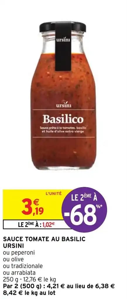 SAUCE TOMATE AU BASILIC URSINI