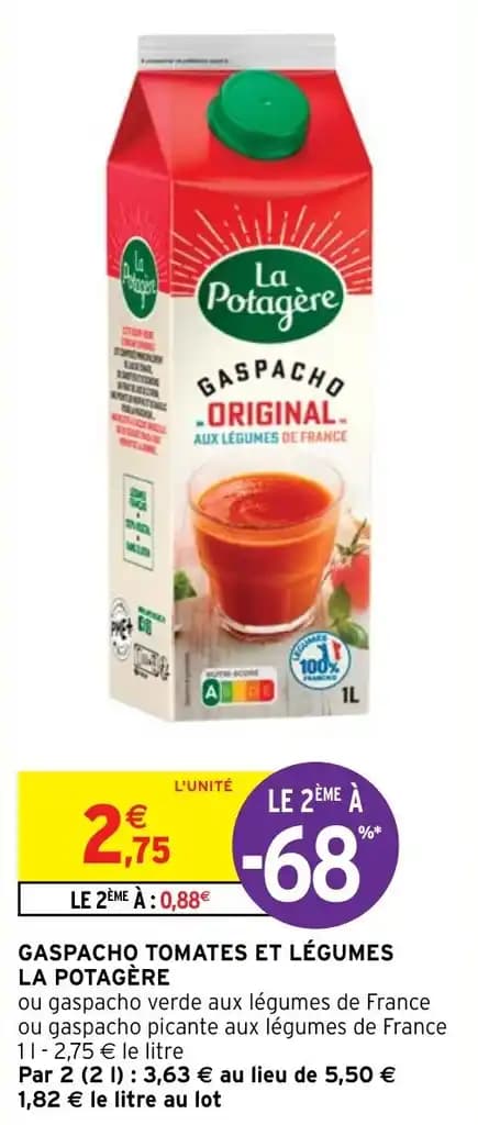 GASPACHO TOMATES ET LÉGUMES LA POTAGÈRE