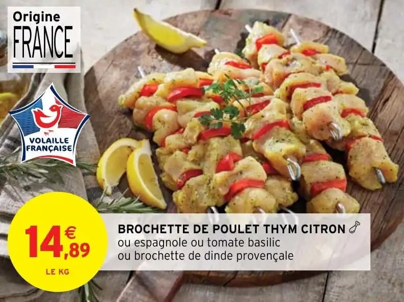 BROCHETTE DE POULET THYM CITRON
