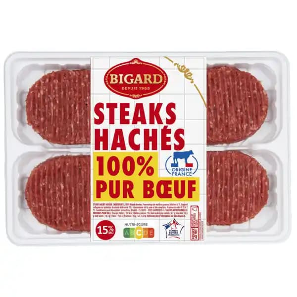 8 steaks hachés pur bœuf 15% M.G. BIGARD