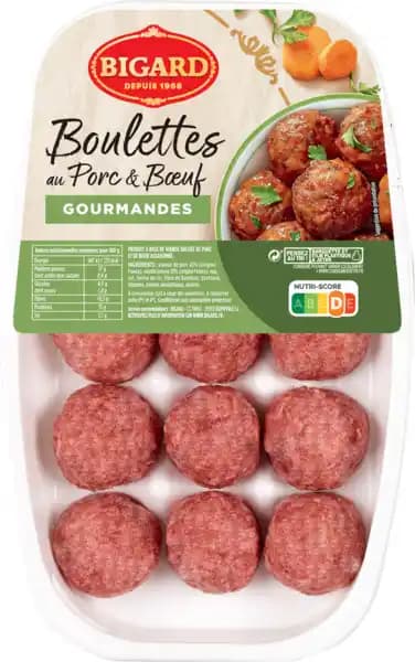 15 boulettes gourmandes de porc et de bœuf BIGARD