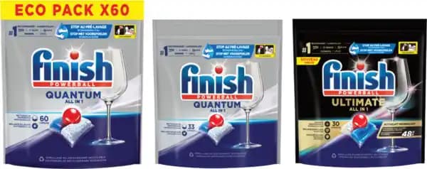 FINISH SUR TOUTES LES CAPSULES LAVE-VAISSELLE