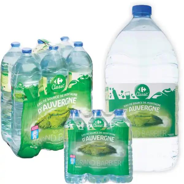 CARREFOUR CLASSIC' SUR TOUS LES PACKS ET BIDONS 5L D'EAU DE SOURCE DE MONTAGNE D'AUVERGNE