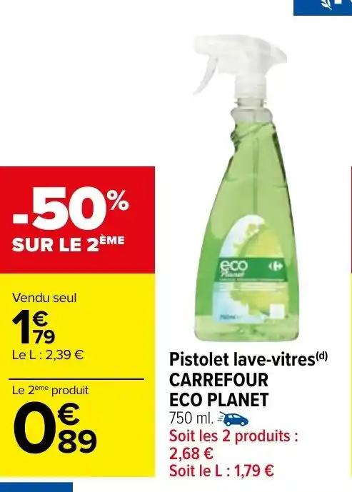 Pistolet lave-vitres (d) CARREFOUR ECO PLANET 750 ml. →→