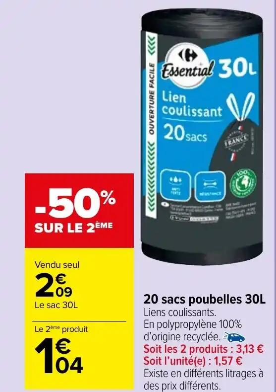 20 sacs poubelles 30L