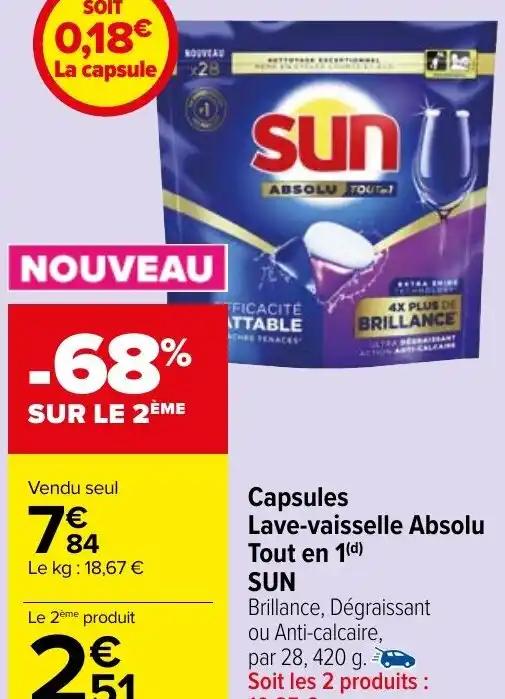 Capsules Lave-vaisselle Absolu Tout en 1(d) SUN