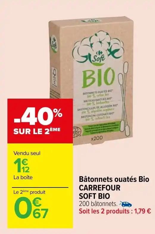 Bâtonnets ouatés Bio CARREFOUR SOFT BIO