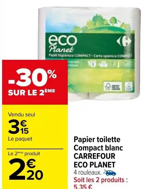 Papier toilette Compact blanc CARREFOUR ECO PLANET