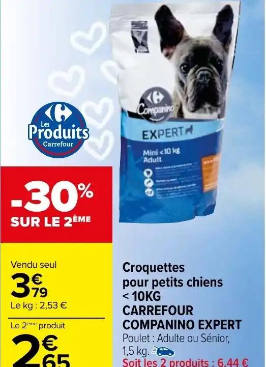 Croquettes pour petits chiens < 10KG CARREFOUR COMPANINO EXPERT