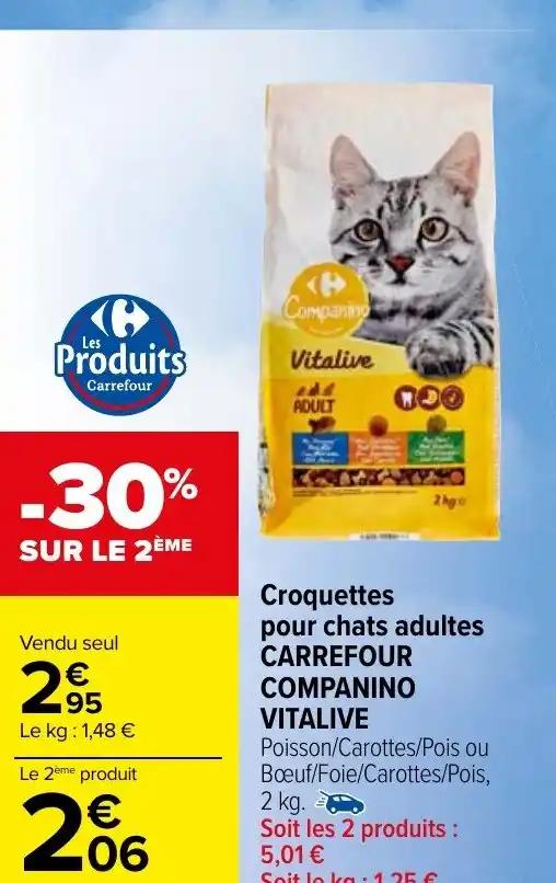 Croquettes pour chats adultes CARREFOUR COMPANINO VITALIVE
