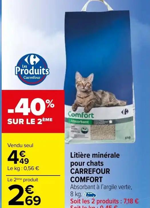 Litière minérale pour chats CARREFOUR COMFORT