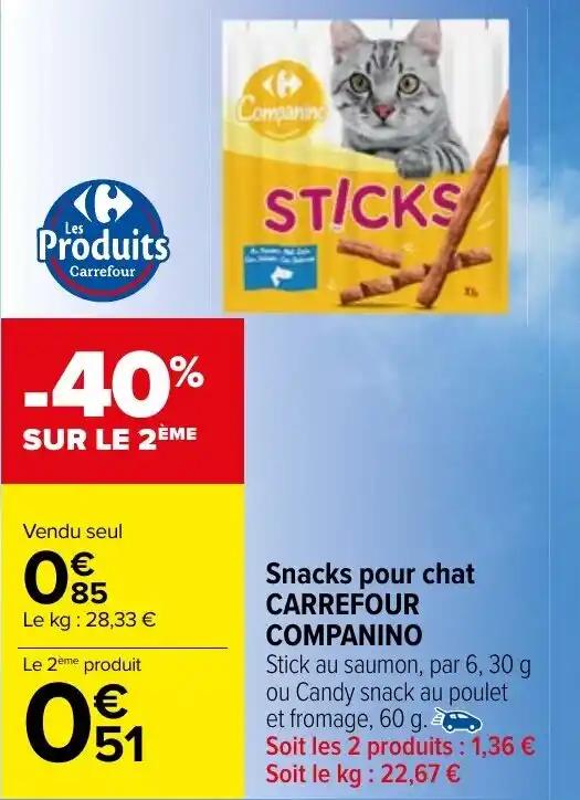 Snacks pour chat CARREFOUR COMPANINO