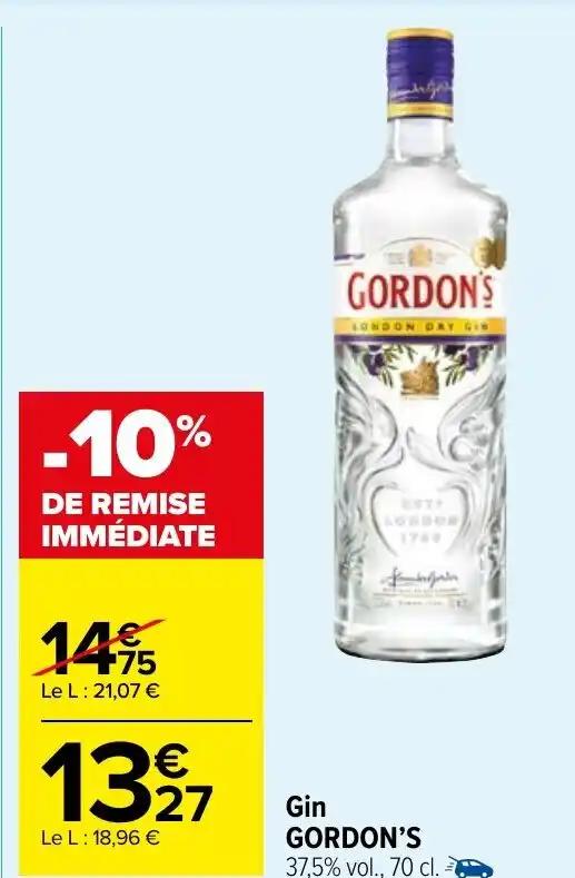 Gin GORDON'S 37,5% vol., 70 cl.