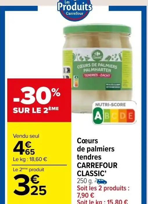 Cœurs de palmiers tendres CARREFOUR CLASSIC' 250 g. -