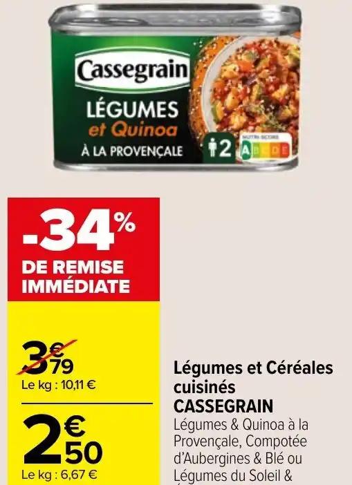 Légumes et Céréales cuisinés CASSEGRAIN