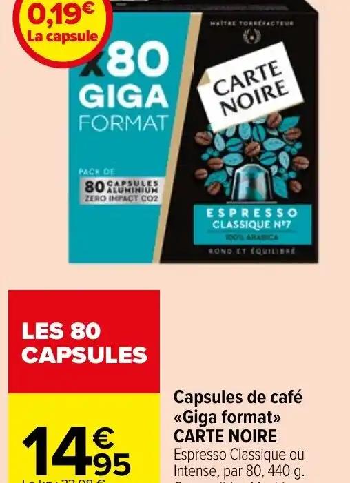 Capsules de café <<Giga format>> CARTE NOIRE
