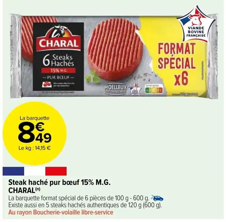 Steak haché pur bœuf 15% M.G. CHARAL(n)