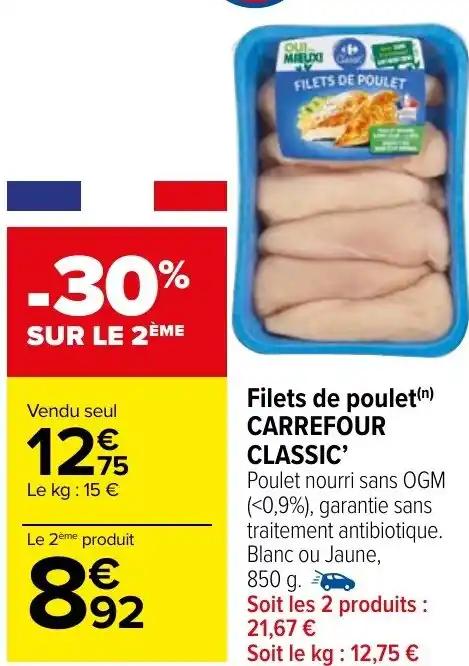 Filets de poulet(n) CARREFOUR CLASSIC'