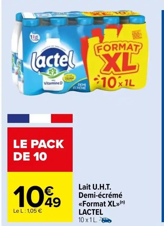 Lait U.H.T. Demi-écrémé <<Format XL>>(n) LACTEL