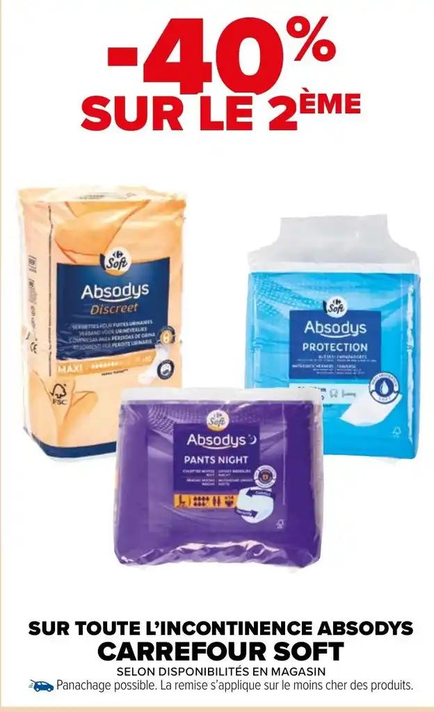 SUR TOUTE L'INCONTINENCE ABSODYS CARREFOUR SOFT