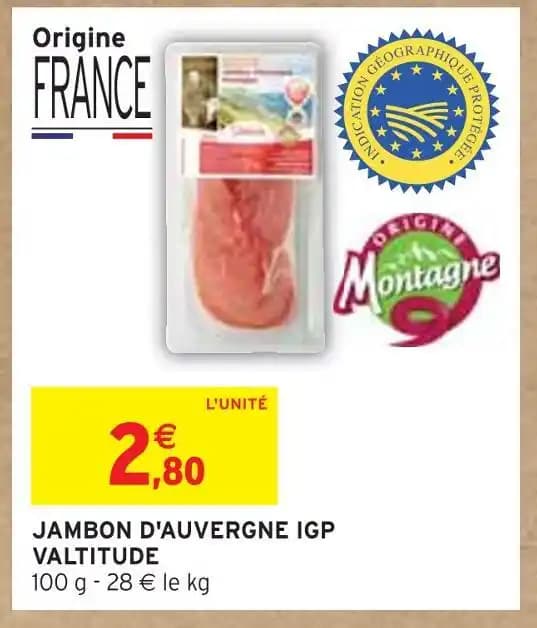 VALTITUDE JAMBON D'AUVERGNE IGP