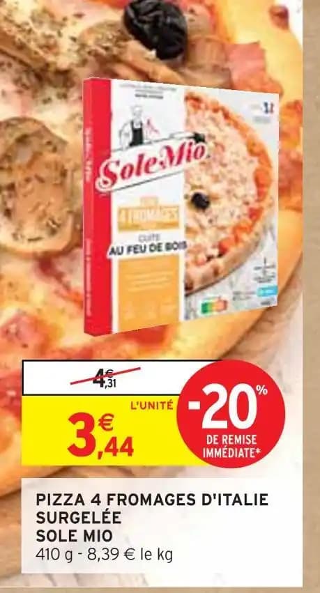 SOLE MIO PIZZA 4 FROMAGES D'ITALIE SURGELÉE