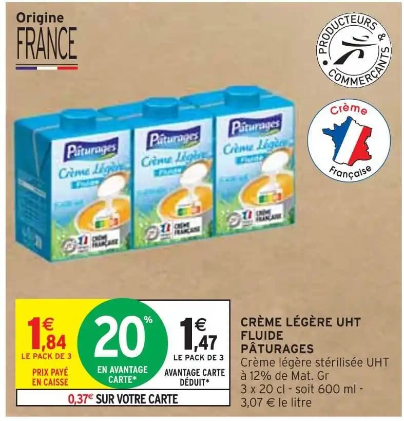 PÂTURAGES CRÈME LÉGÈRE UHT FLUIDE