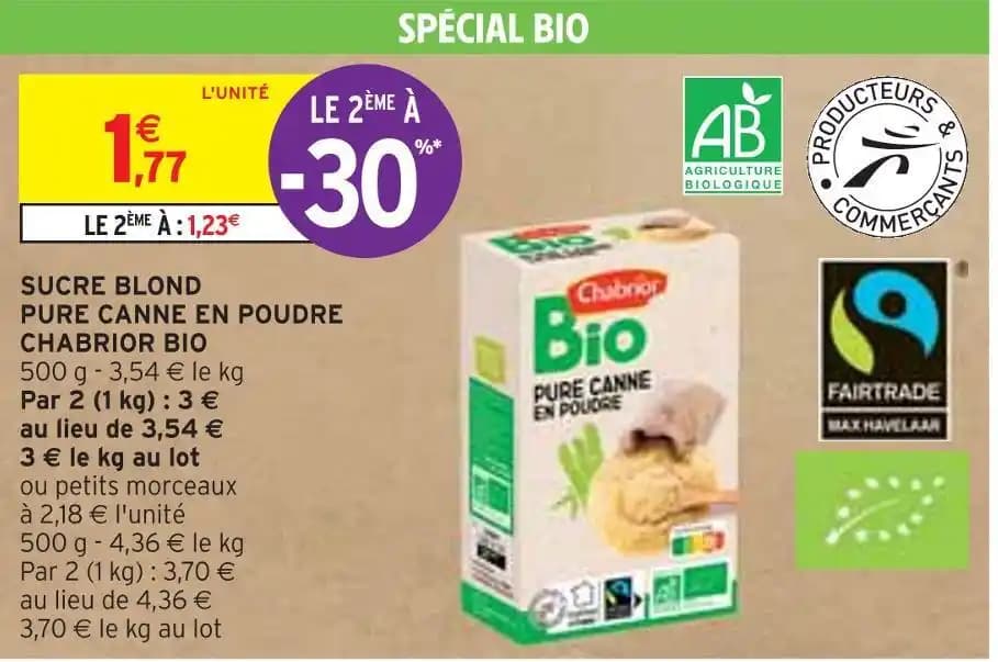 CHABRIOR SUCRE BLOND PURE CANNE EN POUDRE BIO