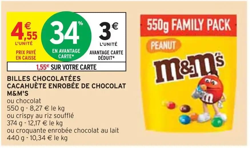 M&M'S BILLES CHOCOLATÉES CACAHUÈTE ENROBÉE DE CHOCOLAT