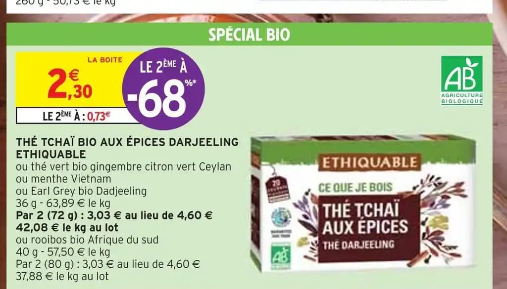 ETHIQUABLE THÉ TCHAÏ BIO AUX ÉPICES DARJEELING