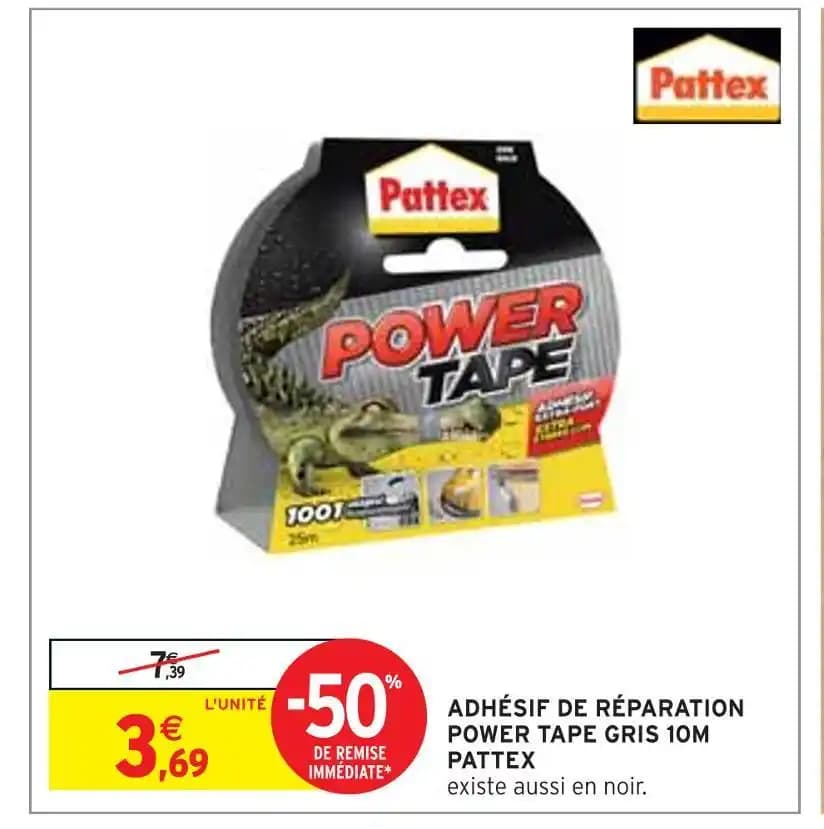 PATTEX ADHÉSIF DE RÉPARATION POWER TAPE GRIS 10M