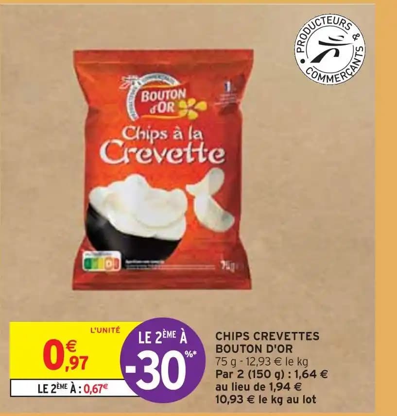 BOUTON D'OR CHIPS CREVETTES