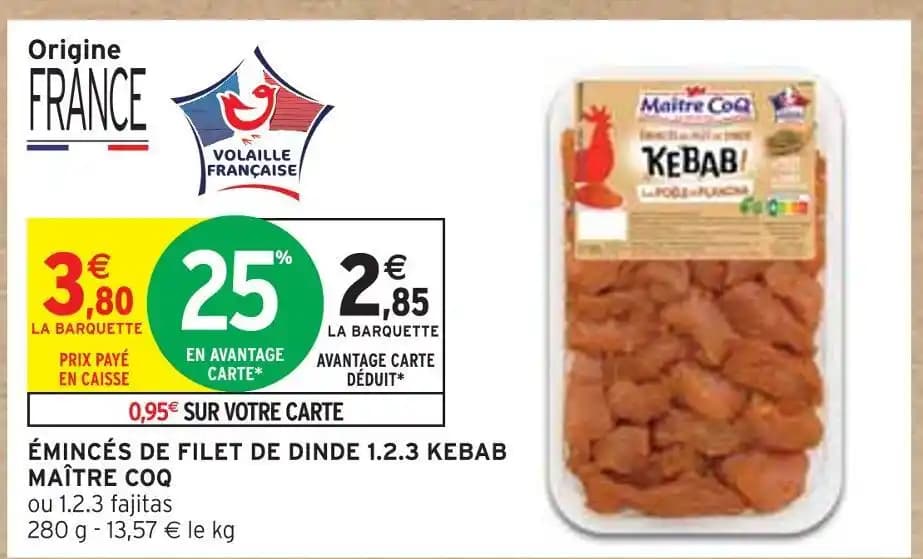 MAÎTRE COQ ÉMINCÉS DE FILET DE DINDE 1.2.3 KEBAB
