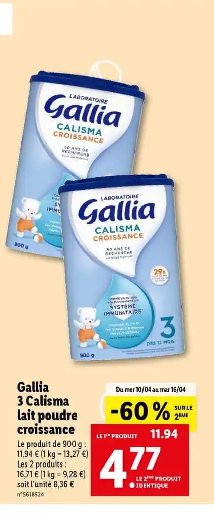 Gallia 3 Calisma lait poudre croissance